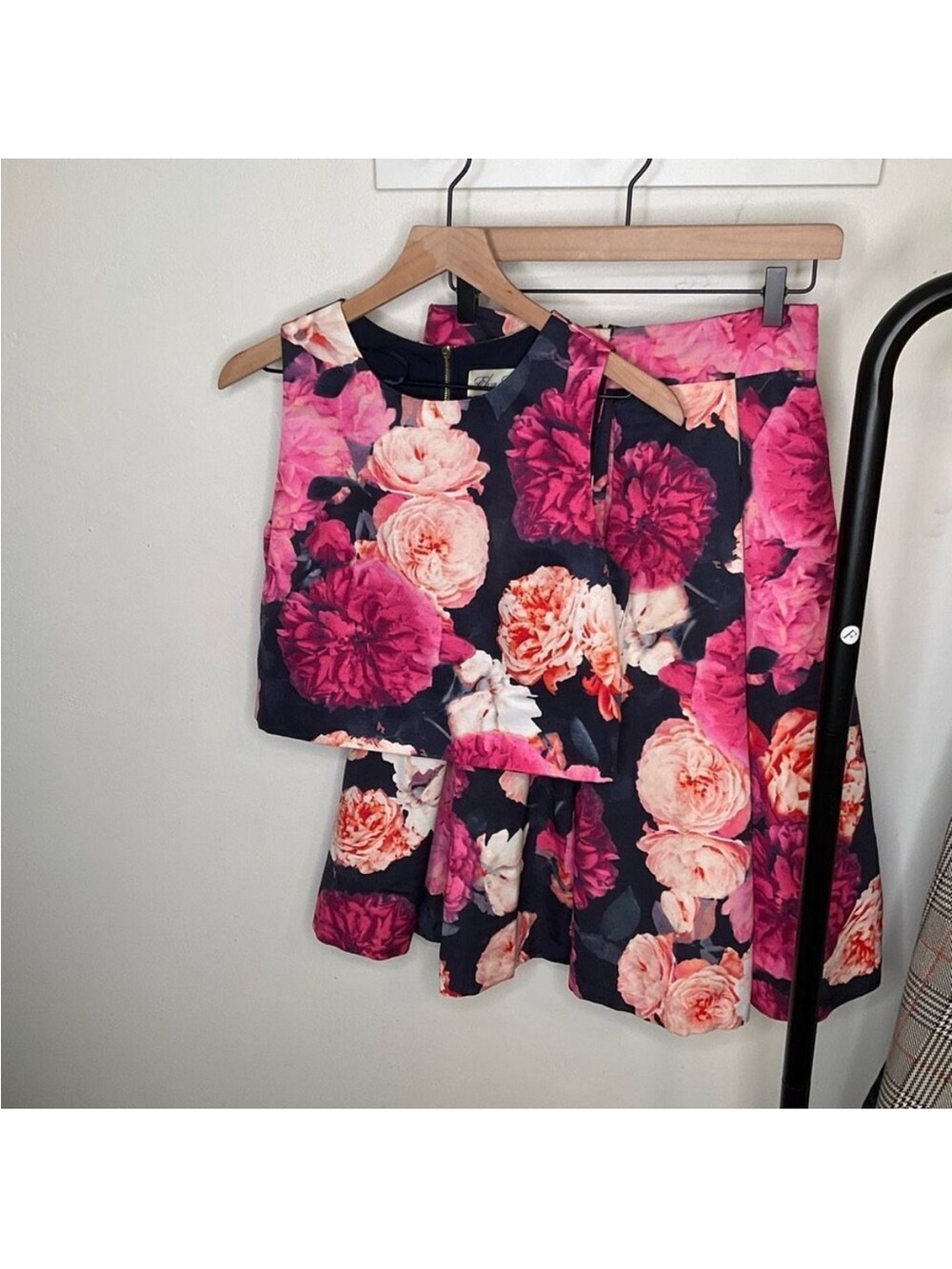 Eliza J Floral Crop Top and Skirt Set
